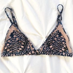 pink and blue triangle rip curl bikini top